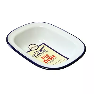 Falcon Enamelware 30cm Oblong Pie Dish White With Blue Rim • £11.99