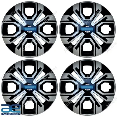 4x New Wheel Hub Caps Cover Plastic Silver & Black 13-16  For Cars Universal @UK • $152.30