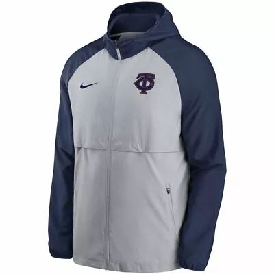 Minnesota Twins Jacket Nike Full Zip Hoodie Windbreaker Gray Blue Men's L Large • $54.95