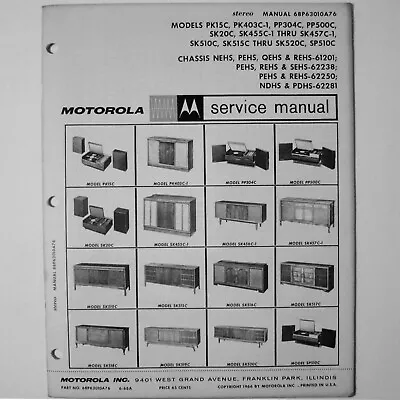 Motorola ® Models PK15C PK403C-1 PP304C ++++ Record Player Service Manual © 1966 • $9.45