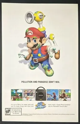 Super Mario Sunshine Print Ad Game Poster Art PROMO Original Nintendo GameCube • $9.99