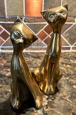 Pair Of Vintage Brass Cats MCM Mid-Century Gold Tone • $39.99