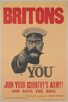 Home Wall Art Print-Vintage Wartime Poster -BRITONS WANTS YOU 1914 -A4A3A2 • £6.99