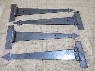 4 LARGE Strap T Hinges 15  Tee Hand Forged In Fire Barn Rustic Medieval Iron  • $59.99