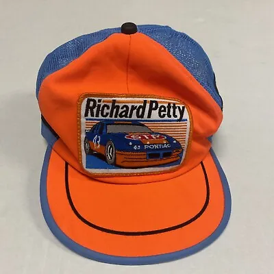 $600 • Buy Vintage RICHARD PETTY STP 3 Stripe Trucker Mesh Snapback Hat Cap MADE IN THE USA