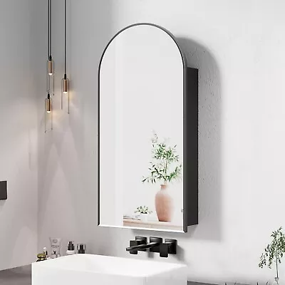 Arched Medicine Bathroom Mirror Cabinet Metal Framed Black Recessed Wall Mounted • $115.99