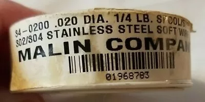 .02 Soft Wire 302/304 Stainless Steel 1/4 Lb. Spool Malin Wire Co. 34-0200  • $9.99