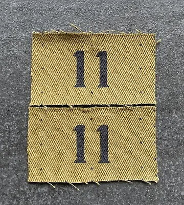 Genuine WW2 Home Guard Printed Number “11” Cloth Badges • £50