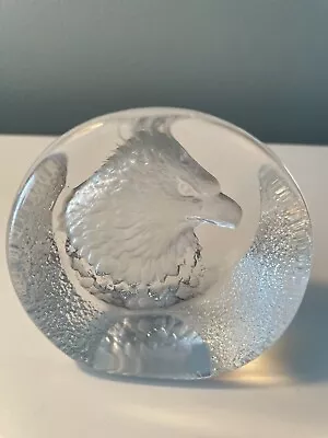 Mats Jonasson Eagle Paperweight Swedish Art Glass Lead Crystal Signed Dated • $24.99