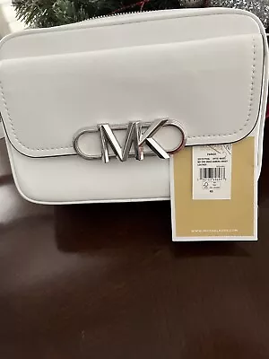 NWT Michael Kors Parker Medium Chain Swag Camera Crossbody Optic White SMOKEFREE • $159.99