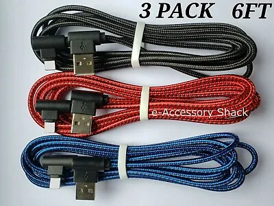 3 PACK 6FT 90 Degree Angle Type C USB-A Fast Charger Cable Quick Charging Cord L • $8.47