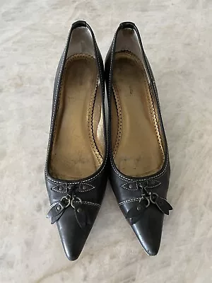 J.CREW Tassle Pointed Toe Kitten Heel Black 8.5 • $41.25