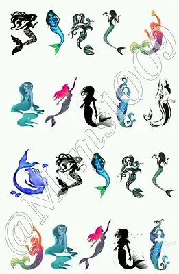 Mermaid Nail Decals Water Transfer Decals!  Mermaid Nail Art. • $3.99