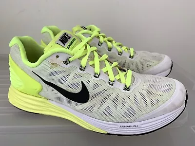 NIKE LunarGlide White Volt Sneakers Size US 6Y 6 Y (WOMENS US 7 - 7.5) #17223 • $25