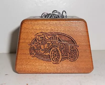 Vintage Usa Wooden Paper Clip Holder Figurine Old Car Magnetic Lasecraft • $11.89