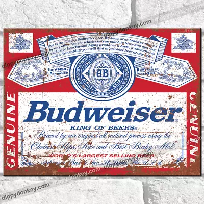 £3.95 • Buy BUDWEISER Metal Signs Vintage Retro Mancave Wall Plaques Garage Shed Tin Sign UK