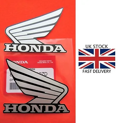 HONDA GENUINE Wing Fuel Tank Decal Wings Sticker 90mm SILVER / BLACK • £8.95