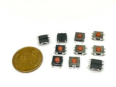 10 Pieces Small KFC-004D-H Tactile Switch SMD Red 6.5x6.2x3.1 Push Button E28 • $8.49