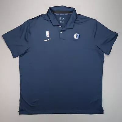 Dallas Mavericks Shirt Mens 2XL Blue Nike Polo Dri Fit Short Sleeve Lightweight • $24.48