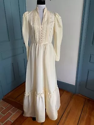 VTG 70s Gunne Sax Romantic Prairie Style Maxi Bridal Wedding Dress Sz 13 • $149.99