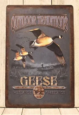 $7.77 • Buy Outdoor America Geese Goose Tin Sign Poster Rustic Hunting Hunters Cabin XZ