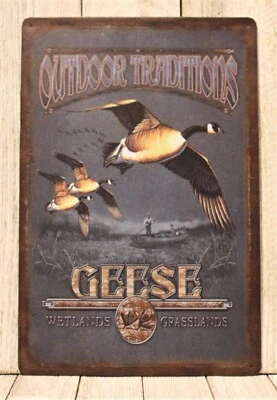 $7.77 • Buy Outdoor America Geese Goose Tin Sign Poster Rustic Hunting Hunters Cabin XZ