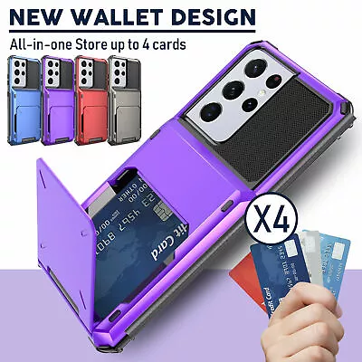 $14.27 • Buy For Samsung S23 Ultra S22 S21 Note 20 S20 FE Shockproof Wallet Case Card Holder