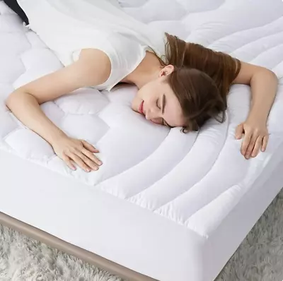 King Size Mattress Pad Cover Memory Foam Pillow Top Overfilled Topper COOLING • $38.99