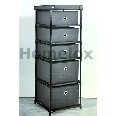 Canvas Wardrobes Multipurpose Storage Strong Durable Frame 5 Drawer Storage Unit • £26.99