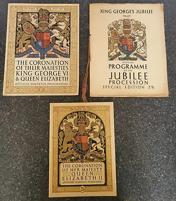 3 X Coronation & Jubilee Souvenir Programme King George VI & Queen Elizabeth II • £19.99