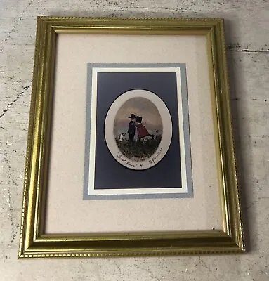 Ed Gifford 1989 Litho Print First Kiss Amish Couple Cat Framed Matted Signed • $22.45