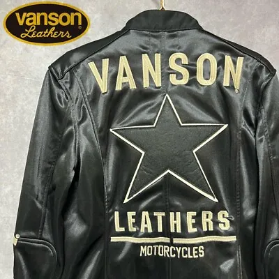 VANSON Embroidered Nylon Riders Jacket Blouson Black Star SizeS Jp • $190