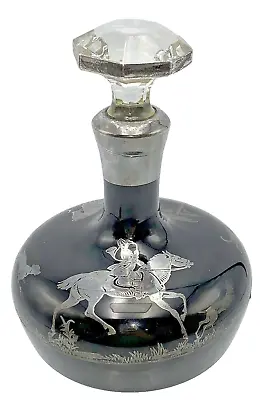 Antique Morgantown Cambridge Ebony Decanter Sterling Overlay And Crystal Stopper • $229.99