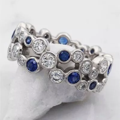 Luxury 925 Silver Filled Ring Cubic Zirconia Engagement Women Jewelry Size 6-10 • $2.37