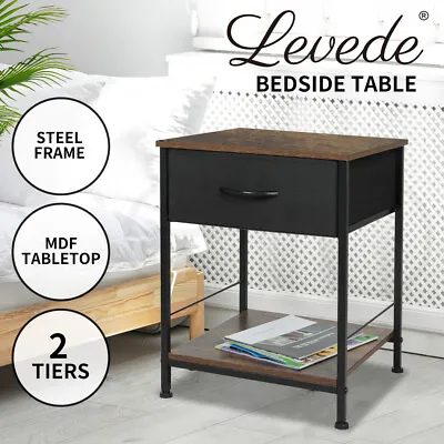 Levede Bedside Tables End Table Storage Cabinet Chest Of Drawer Rustic Brown • $49.99