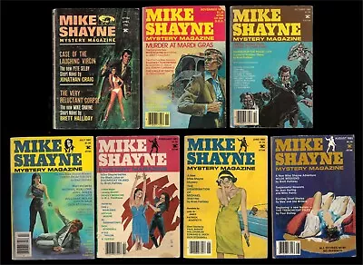 MIKE SHAYNE MYSTERY MAGAZINE Lot Of 7 1974 1975 1980 1981 1982 1985 GGA Covers • $27.95