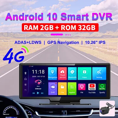 $149.99 • Buy 10.26  Car Dash Cam Recorder Rearview Mirror DVR Camera Android 8.1 GPS WiFi 4G