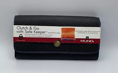 Mundi Clutch & Go With Safe Keeper RFID Women’s Wallet Brown Blue - New • $9.99