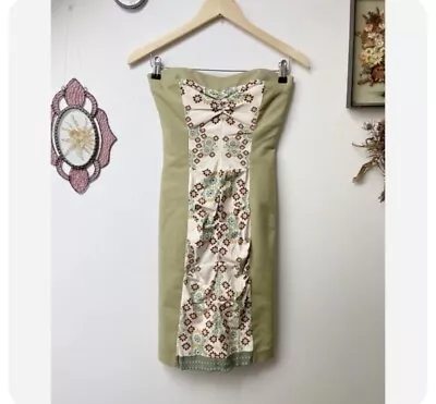 Nicole Miller Collection Strapless Mini Folk Floral Fitted Dress Size 0 XS • $30