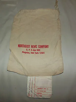 Vintage 1973  Northeast News Company Kingston Ny Cloth Mail Bag • $55.99