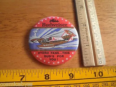 1980s Power Boat Racing Button Miss Budweiser Thunderboat Hydro Fans This Buds.. • $8