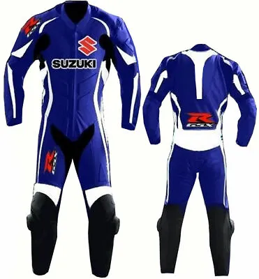 $297.13 • Buy Mens Suzuki GSXR Suit Motorbike 1PC Leather Biker Motorcycle Racing Armour Sport