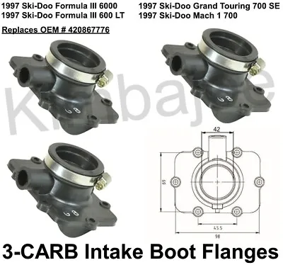 1997 Ski Doo Formula III 600 Mach 1 700 GT SE Listed Carb Intake Boot Flanges • $128.34