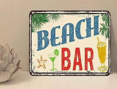 1x Beach Bar Metal Plaque Sign Gift House Novelty (mt287) • £3.99