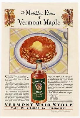 VERMONT MAID SYRUP For Pancakes 1929 MAGAZINE AD  • $4.99