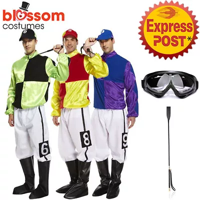 K389 Jockey Horse Rider Mens Uniform Fancy Dress Up Sports Melbourne Cup Costume • £32.04