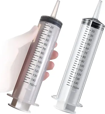 2 Pack Large Syringes (150 ML) Large Plastic Garden Industrial Syringes For Sc • $11.99