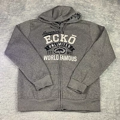 Mens Ecko Unltd Embroidered Poly Hoodie Jacket M Classic Rhino Gray • $15