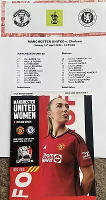 PROGRAMME+TEAMSHEET 2024 WOMANS FA CUP SEMI-FINAL MANCHESTER UTD WOMEN V CHELSEA • £9.99