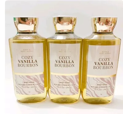 3-Pack Bath & Body Works COZY VANILLA BOURBON Shower Gel Body Wash 10 Fl Oz NEW! • $39.99